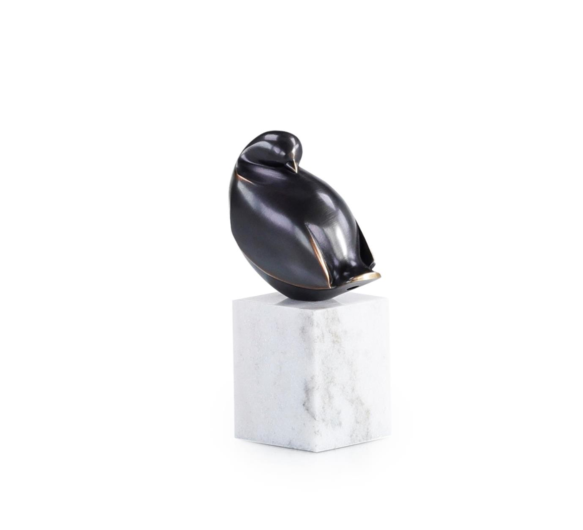Bronzed Bird Sculpture on Marble Base