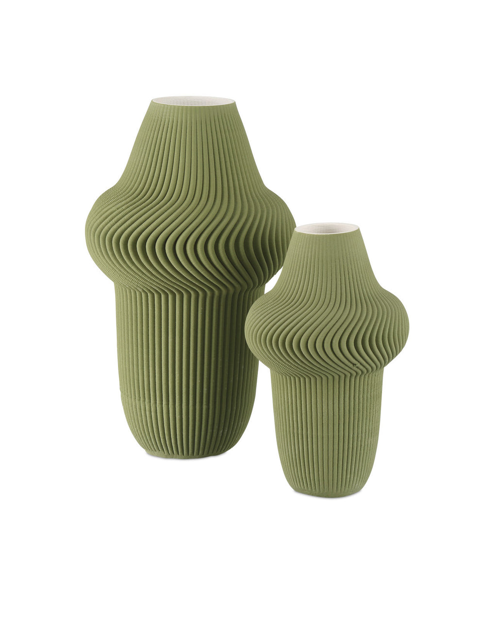 Green Plisse Vases