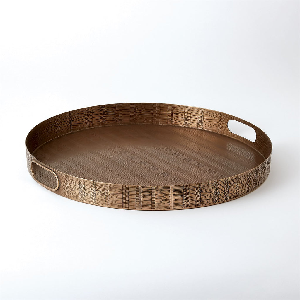 Kokoro Etched Round Tray-Brass