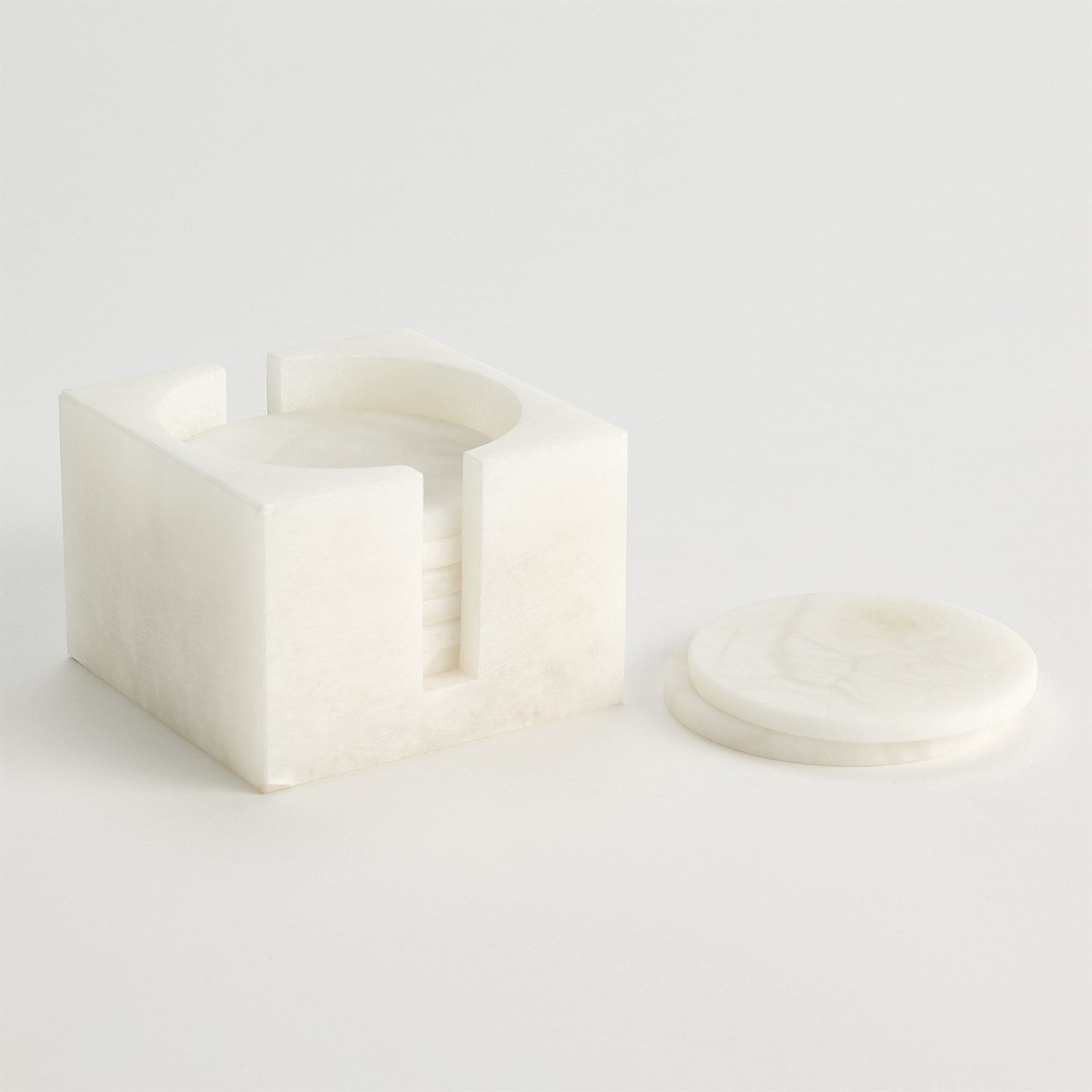 S/8 Alabaster Coasters w/Holder