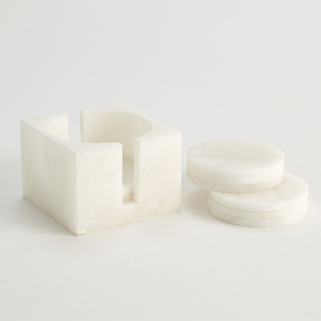 S/8 Alabaster Coasters w/Holder