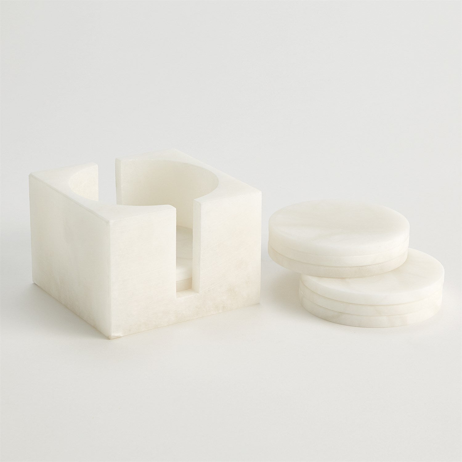S/8 Alabaster Coasters w/Holder