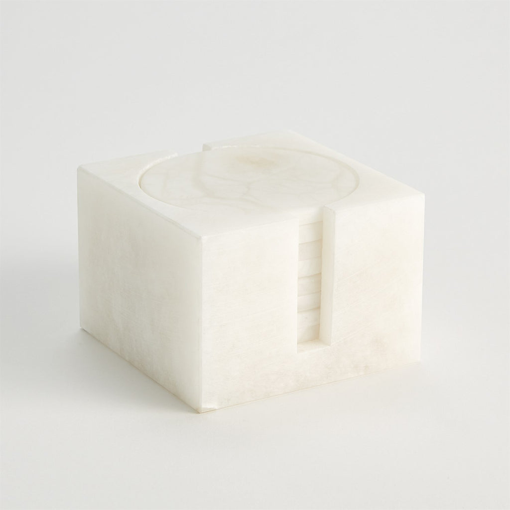 S/8 Alabaster Coasters w/Holder