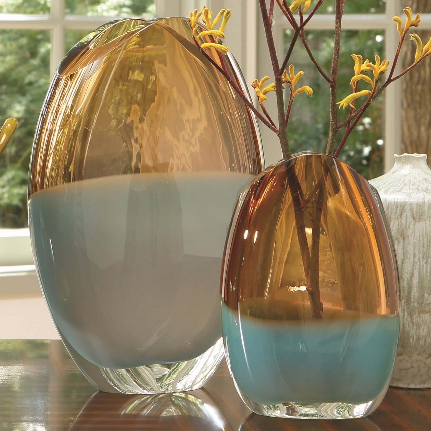 Oval Vase-Pistachio Amber