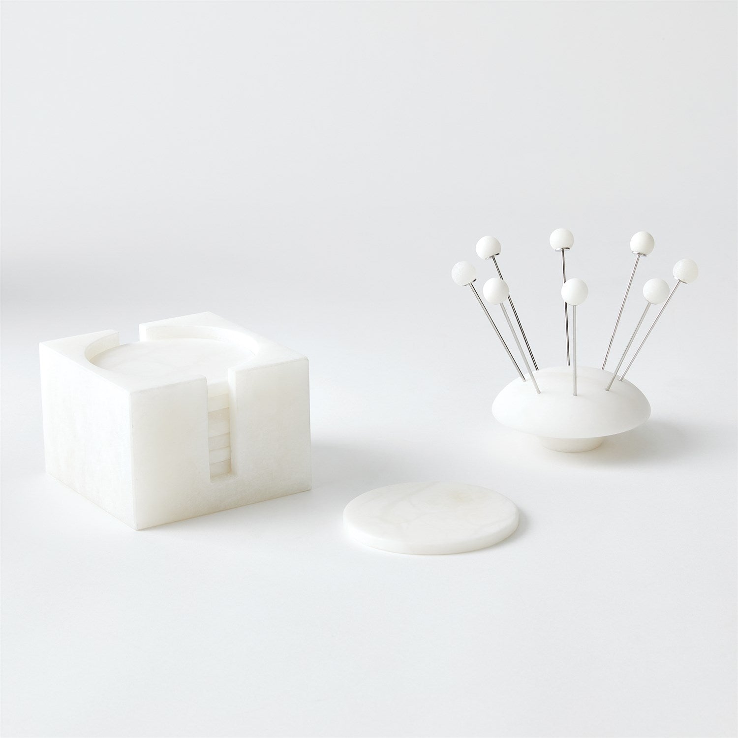 S/8 Alabaster Coasters w/Holder