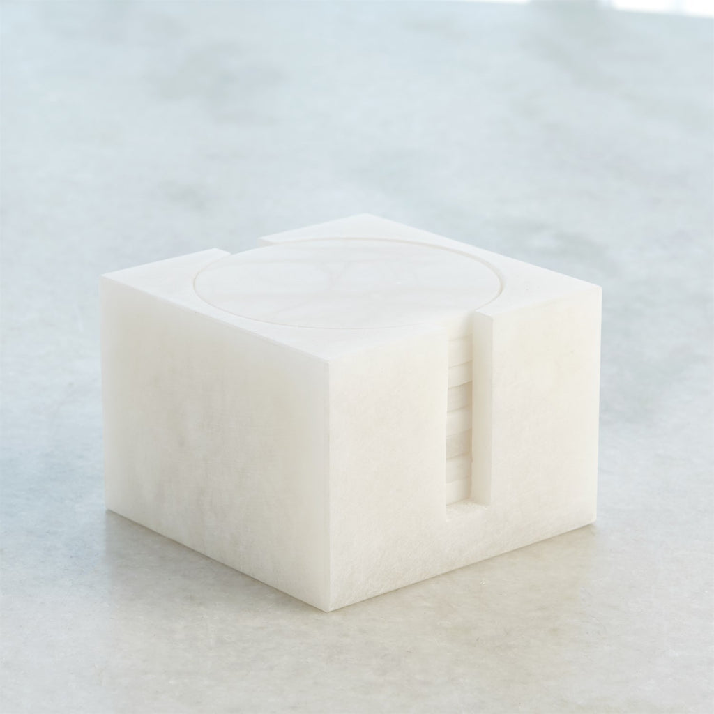 S/8 Alabaster Coasters w/Holder