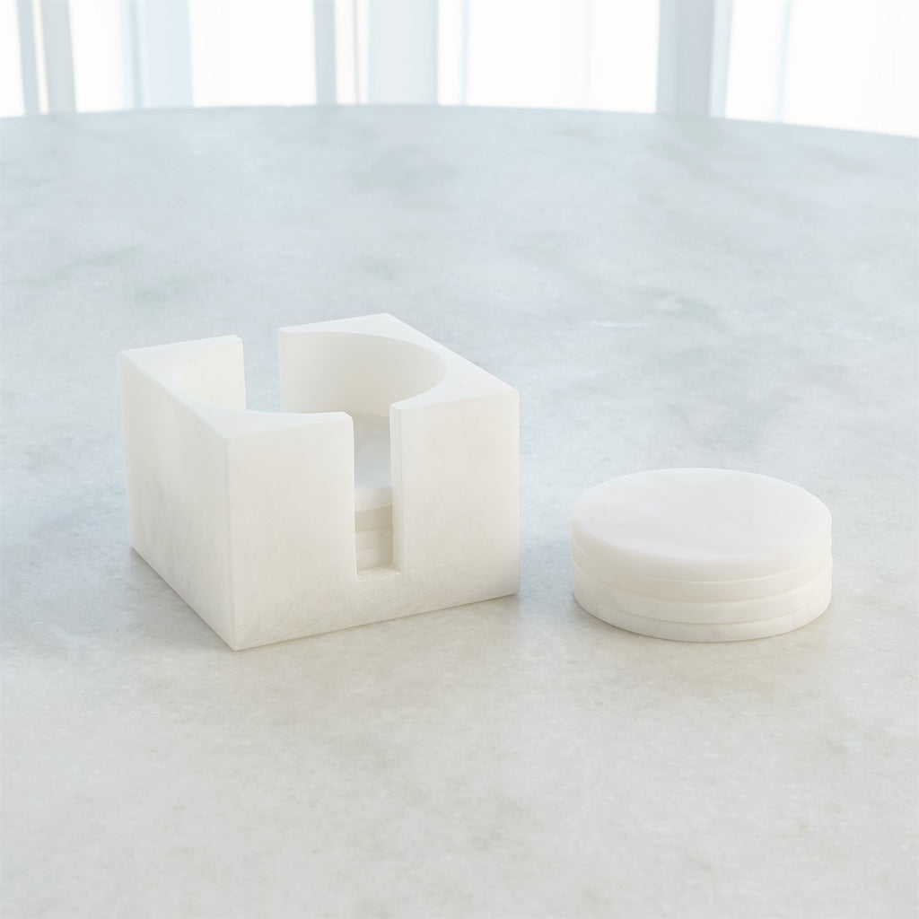 S/8 Alabaster Coasters w/Holder