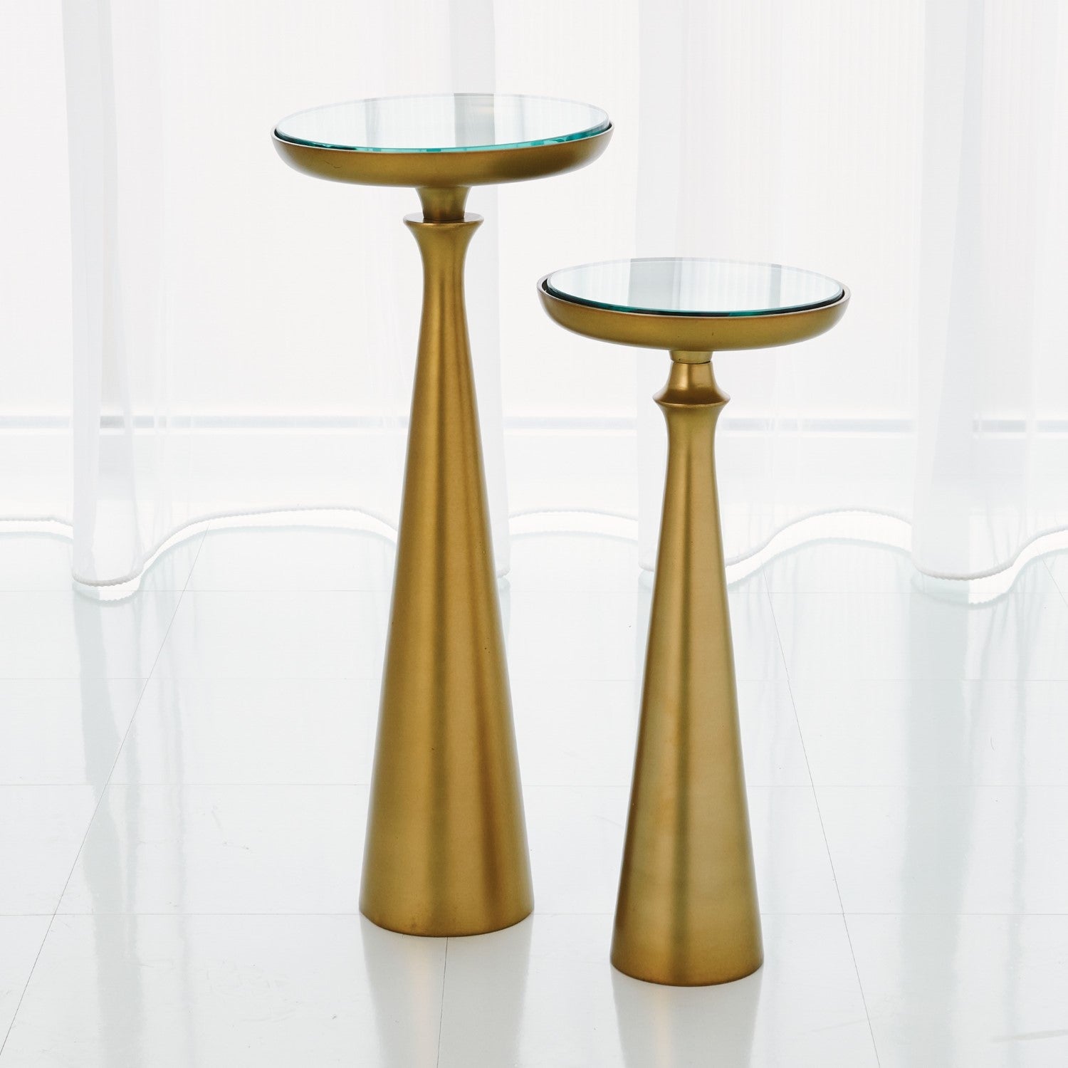 Minaret Accent Table in Satin Brass