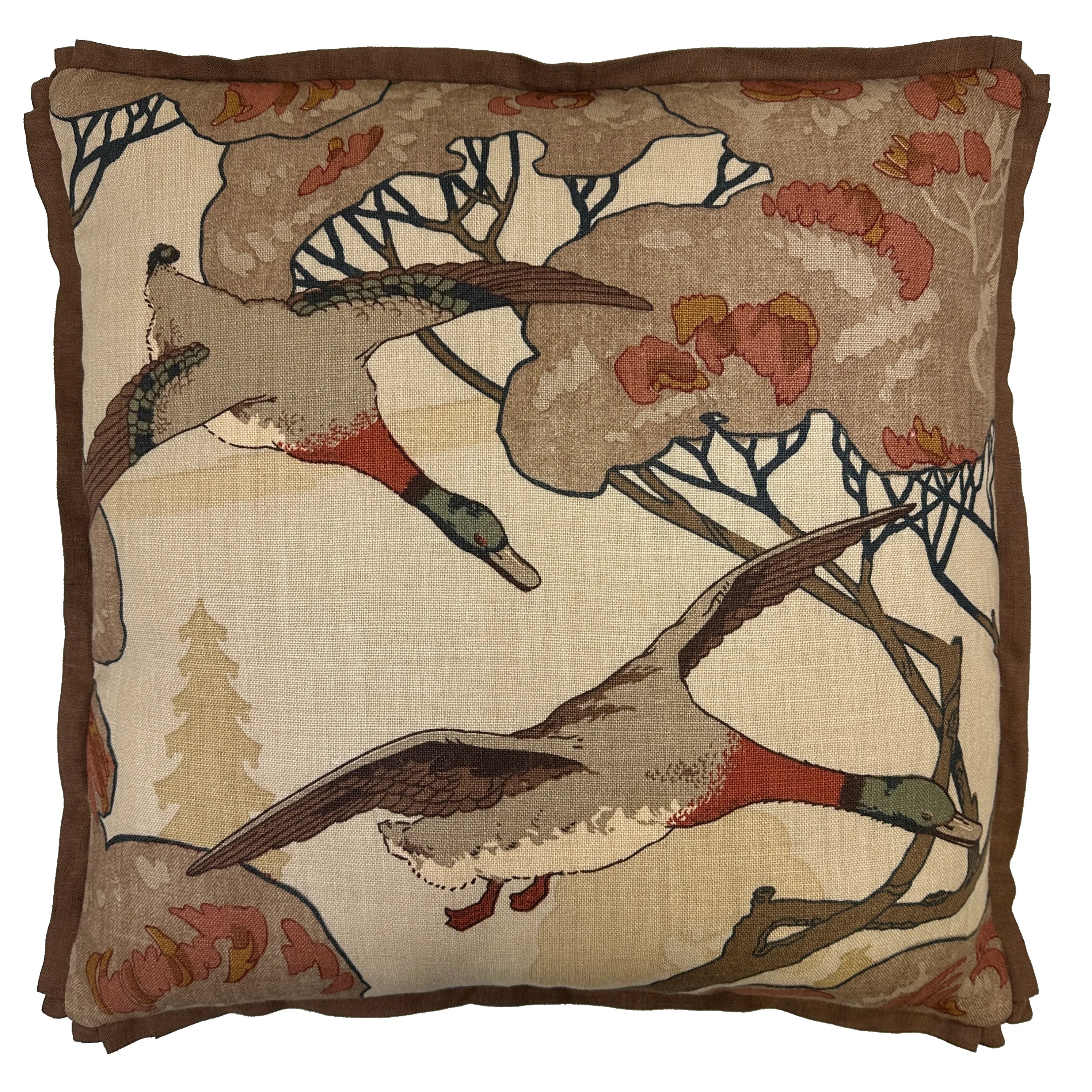 Grand Flying Ducks Stone/Brown Pillow