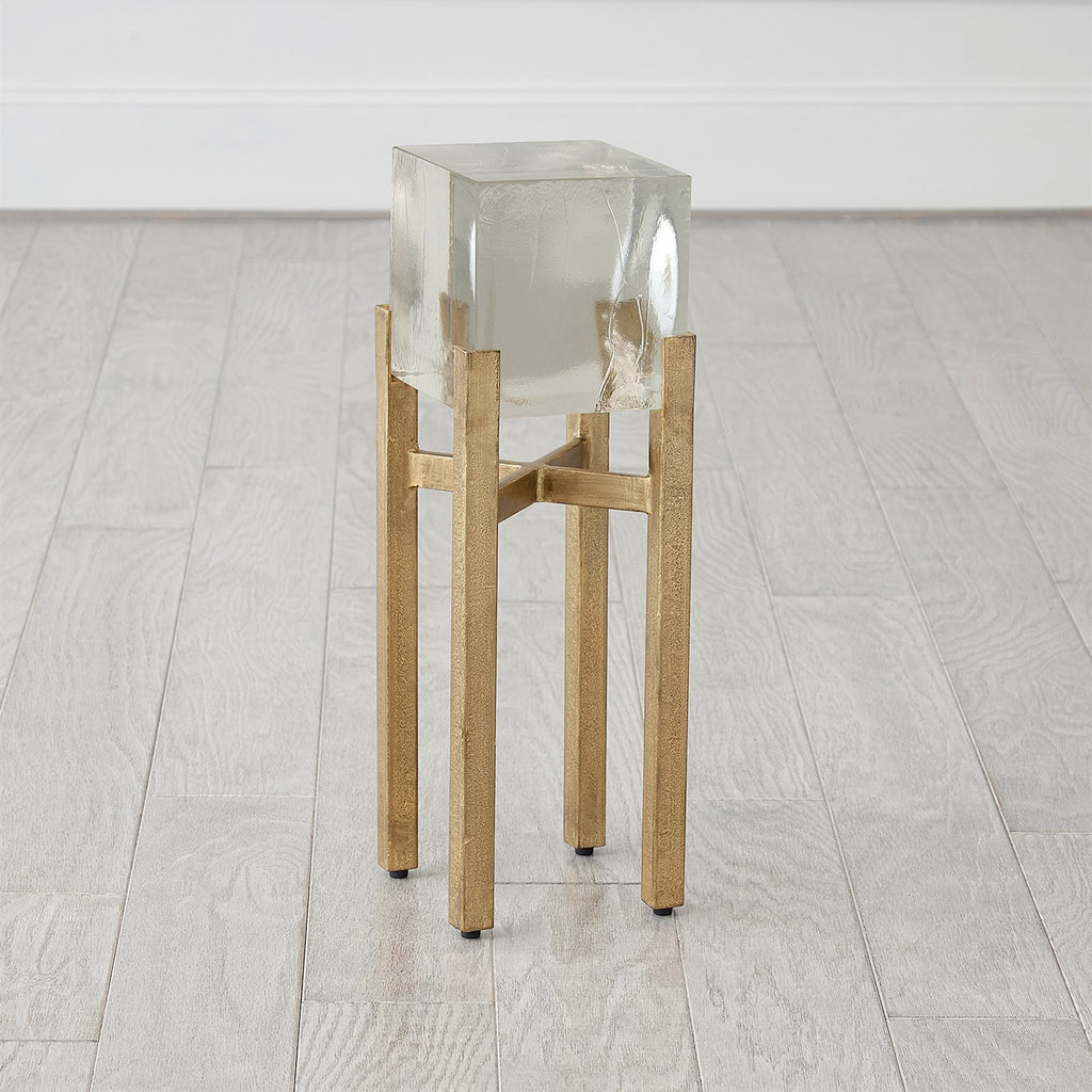 Ice Block Table-Single in Antique Gold
