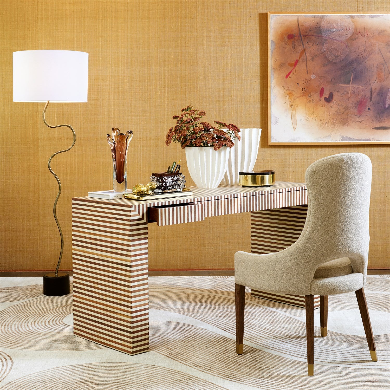 Cosmopolitan Crescent Box in Polished Brass & Black Marble