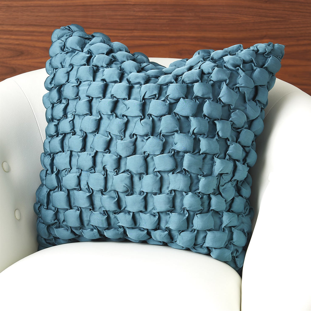 Square Ruche Pillow-Dusty Blue