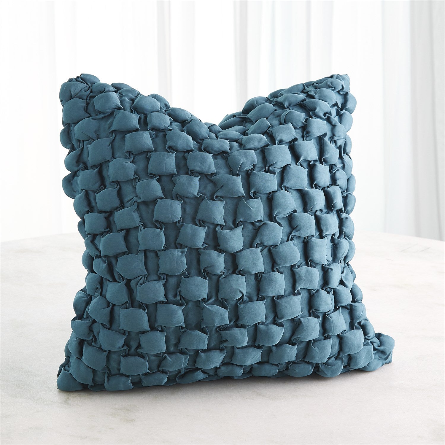 Square Ruche Pillow-Dusty Blue
