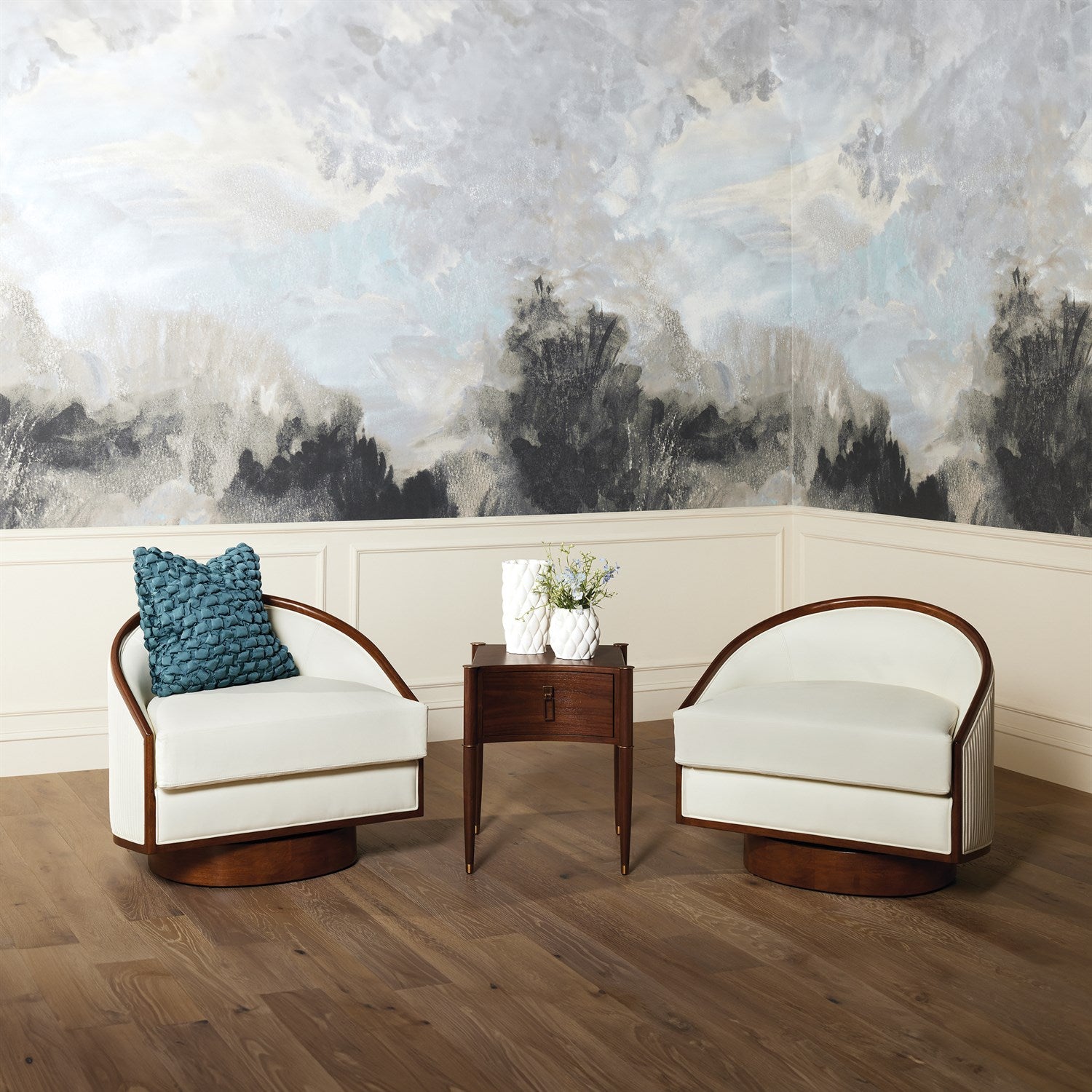 Square Ruche Pillow-Dusty Blue