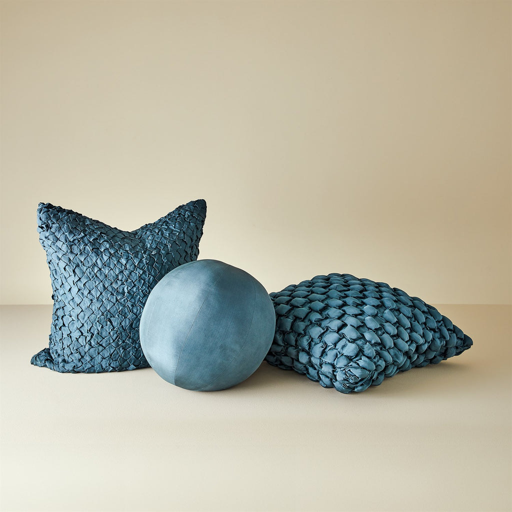 Square Ruche Pillow-Dusty Blue