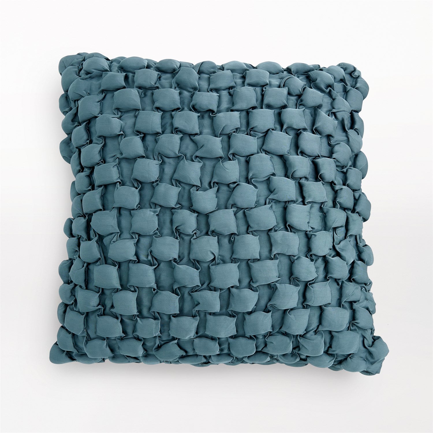 Square Ruche Pillow-Dusty Blue