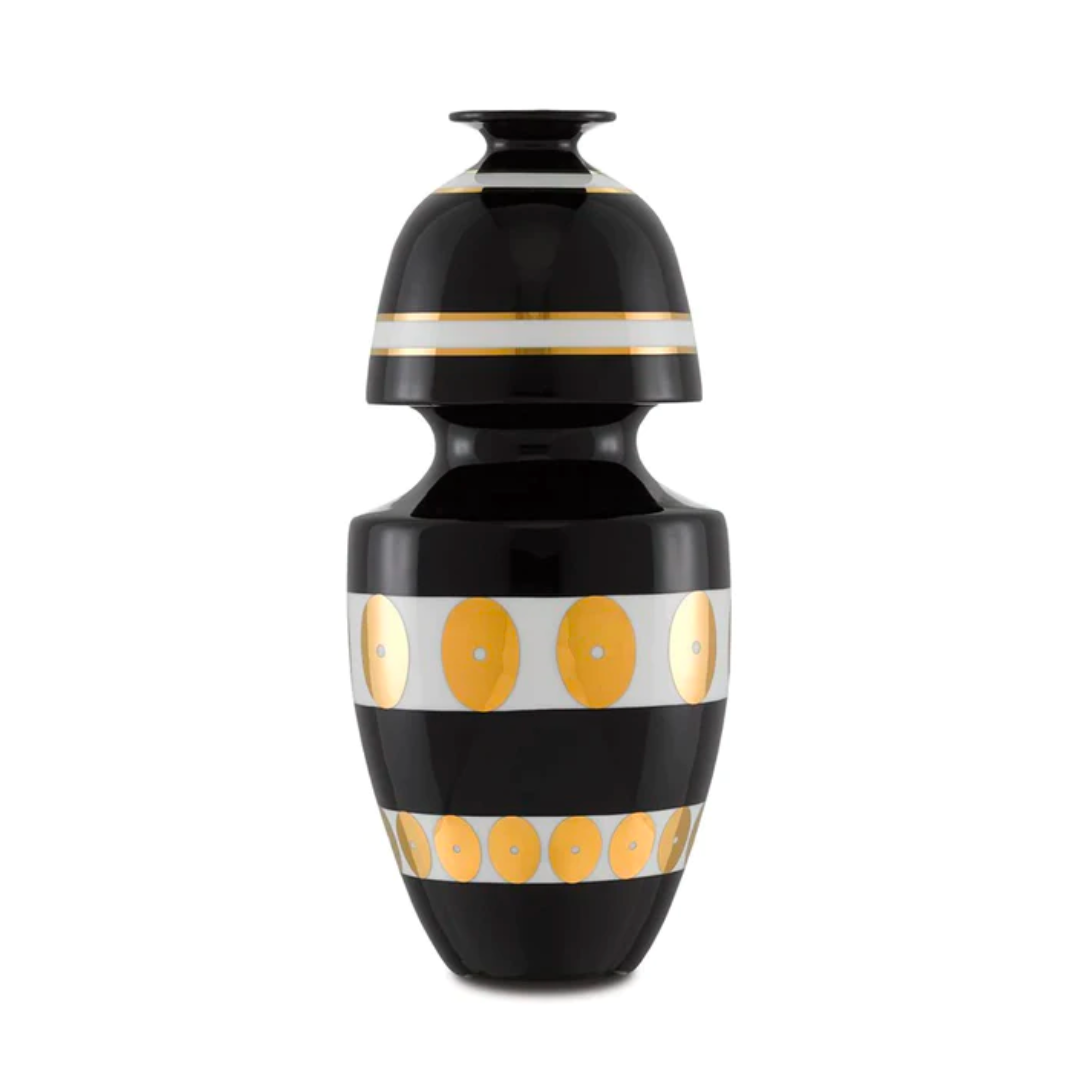De Luca Black and Gold Gourd Vase