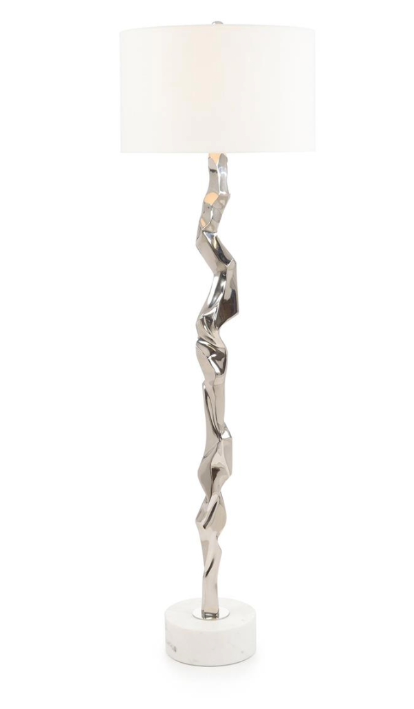 Polished Nickel Geometric Floor Lamp