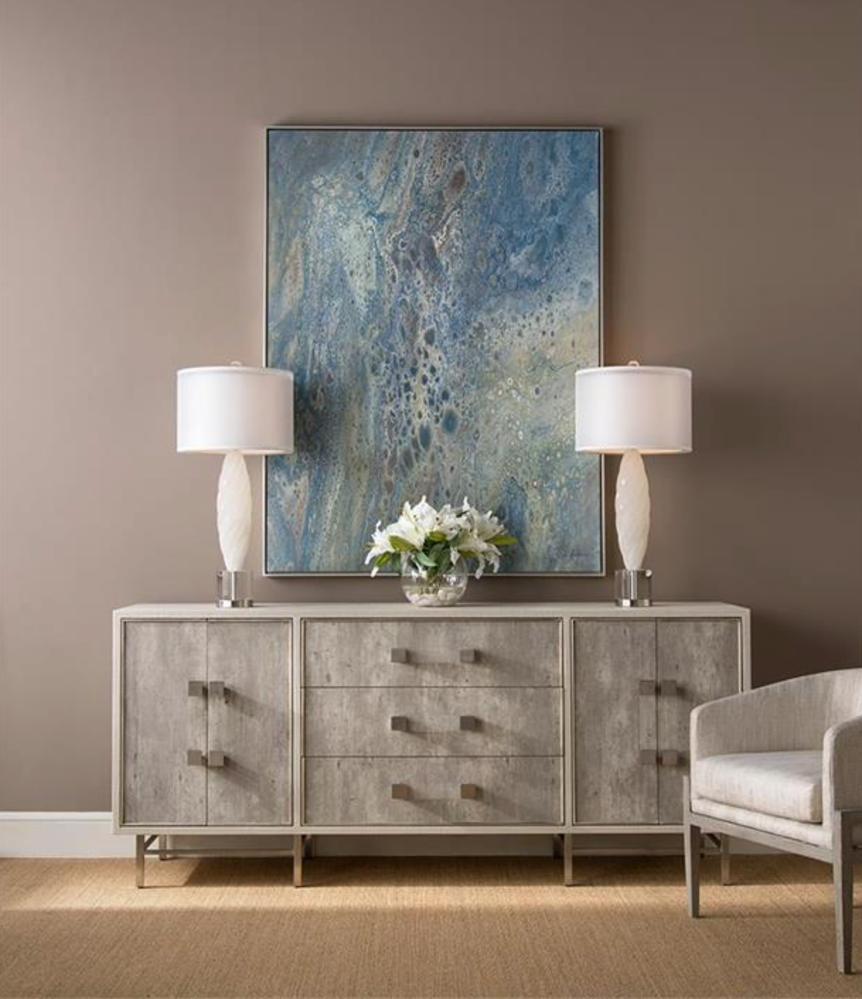 Alabaster Table Lamp W/ Crystal Base