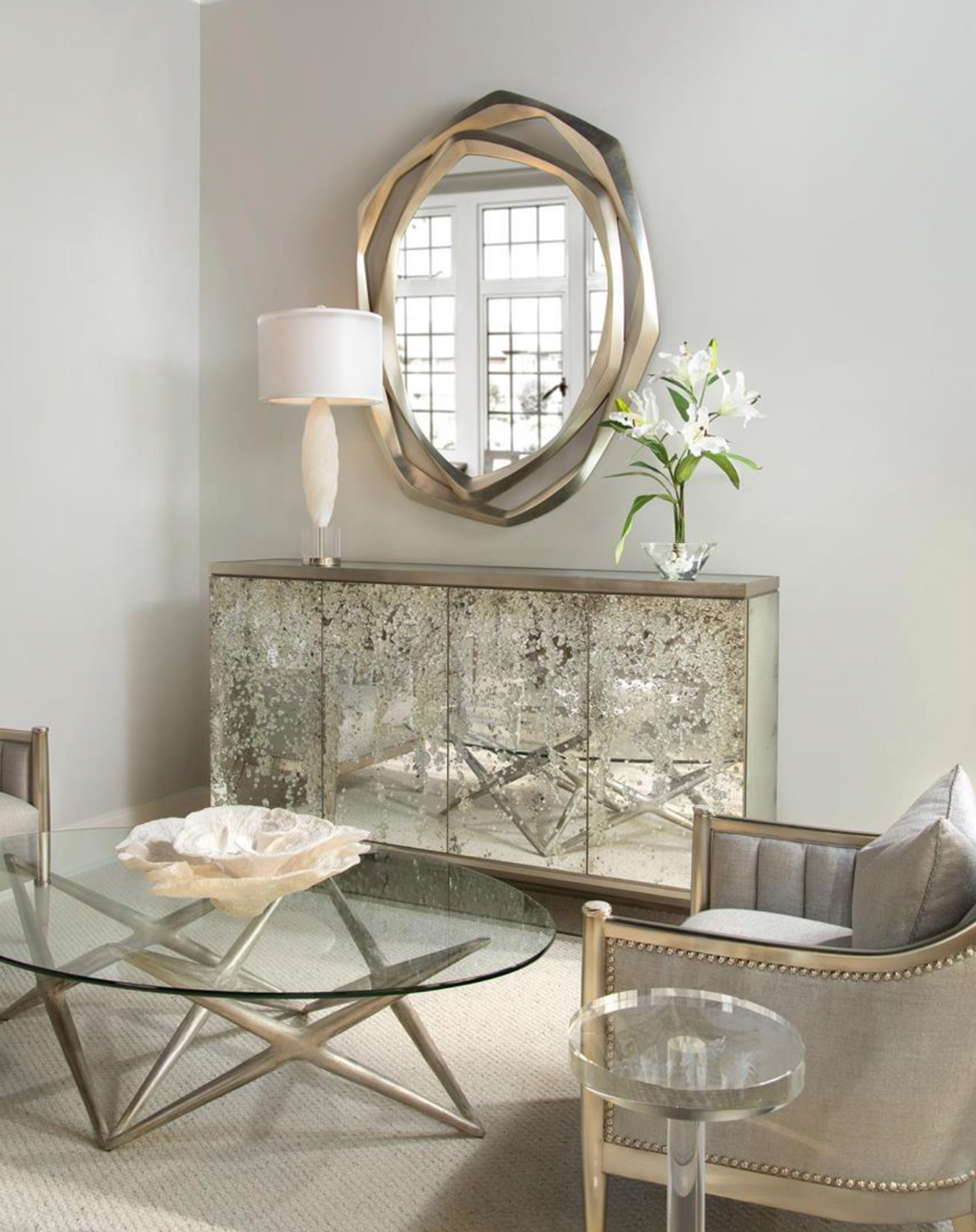 Alabaster Table Lamp W/ Crystal Base