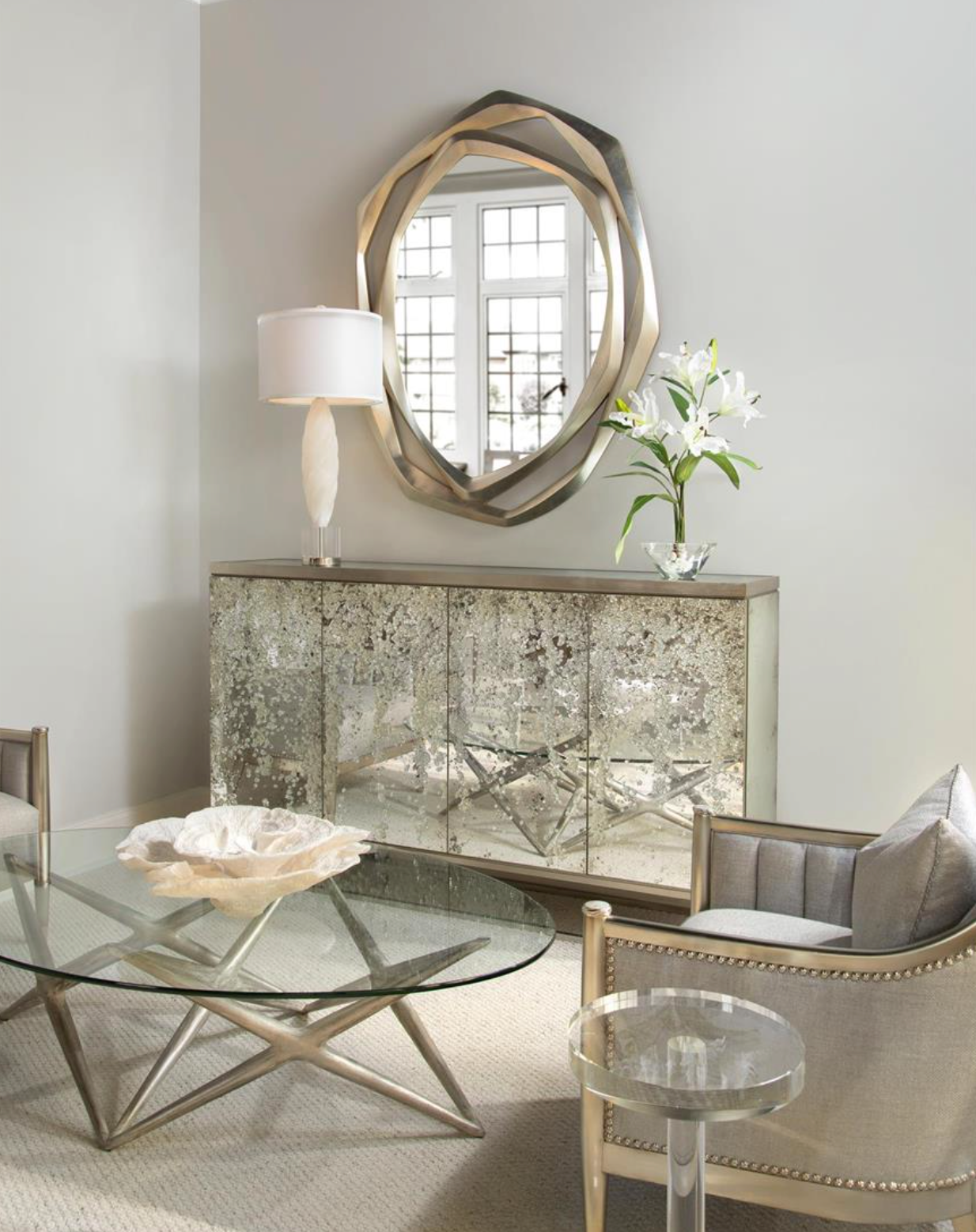 Alabaster Table Lamp W/ Crystal Base