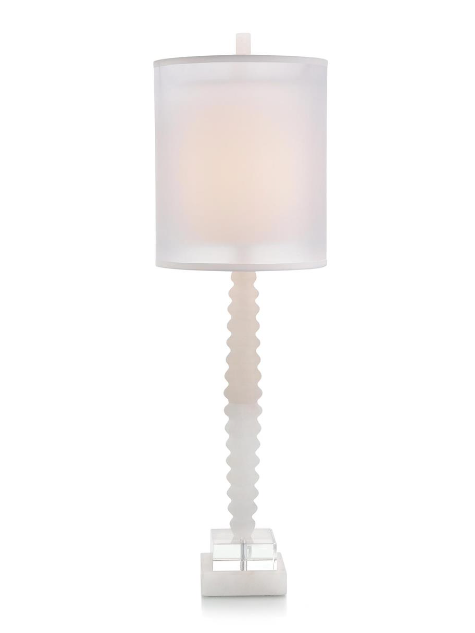 Rippled Alabaster and Crystal Table Lamp