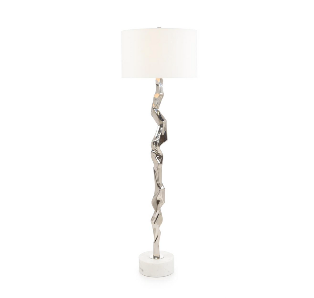 Polished Nickel Geometric Floor Lamp