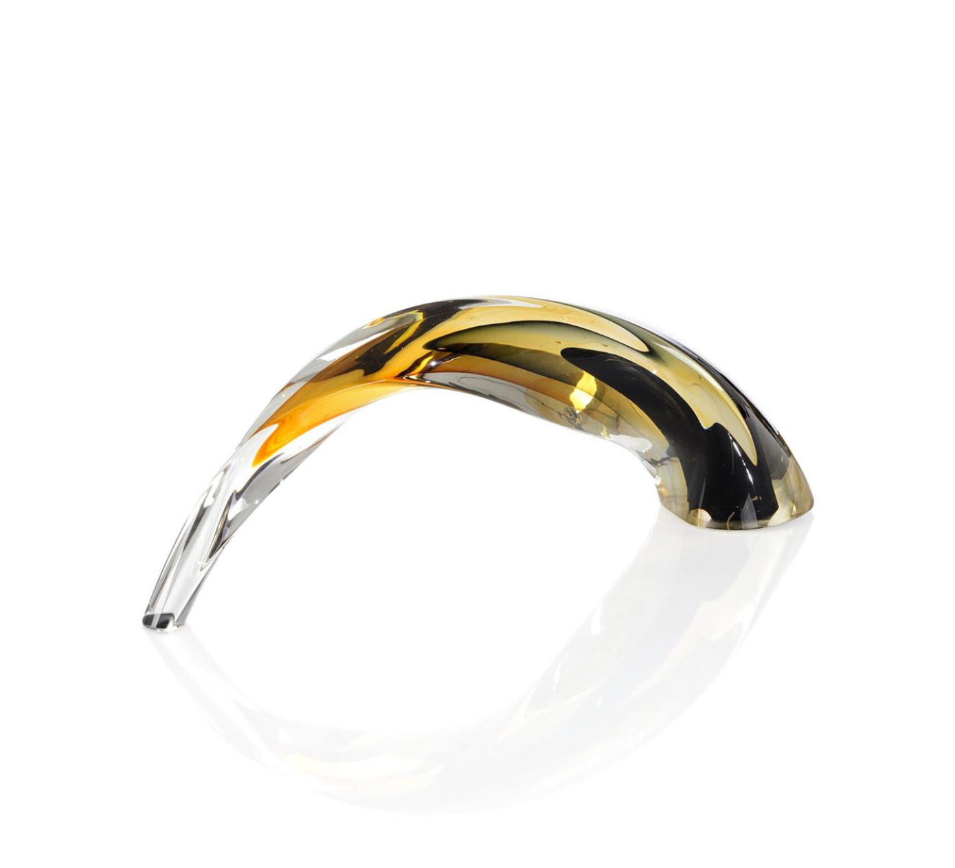 Handblown Black and Amber Arch Sculpture