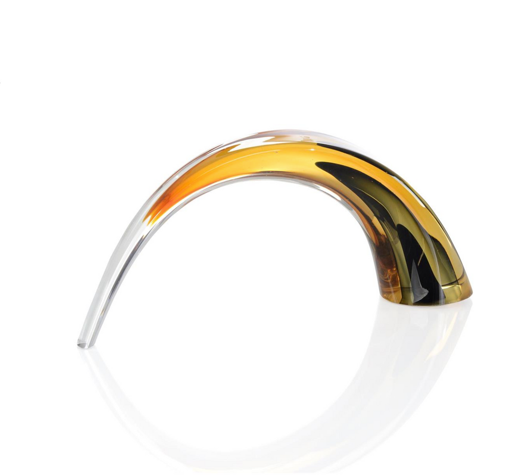 Handblown Black and Amber Arch Sculpture