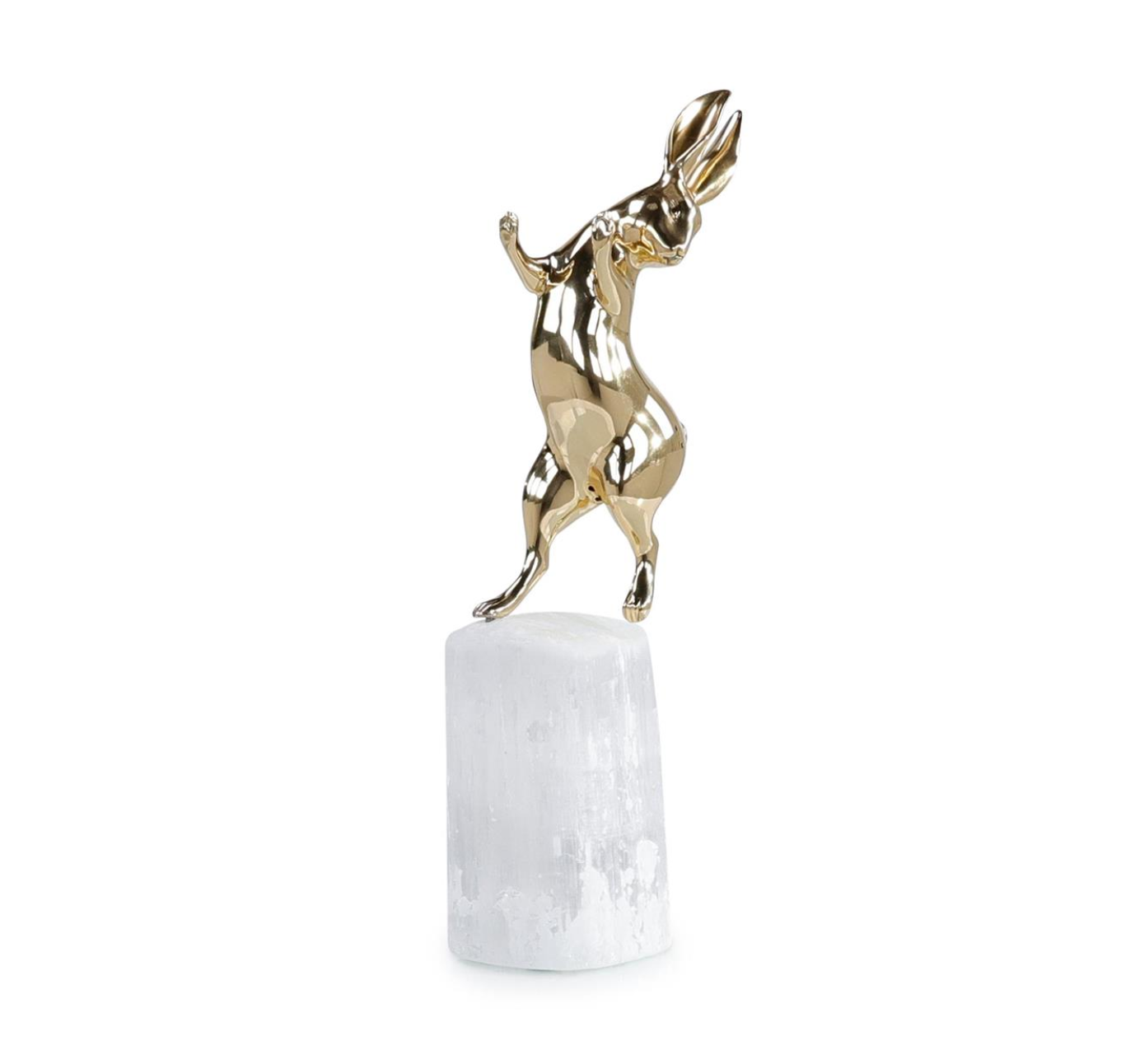 Dancing Bunny Sculpture on Selenite