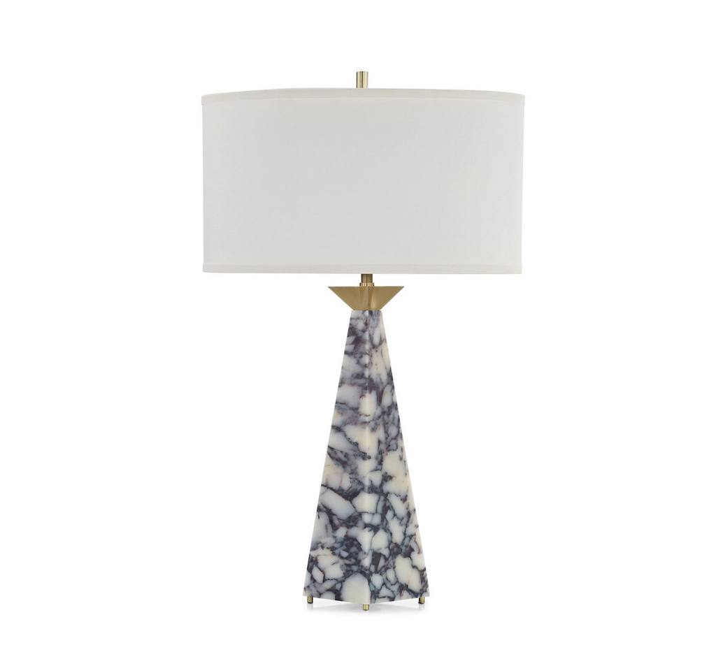 Stone Obelisk Table Lamp, White