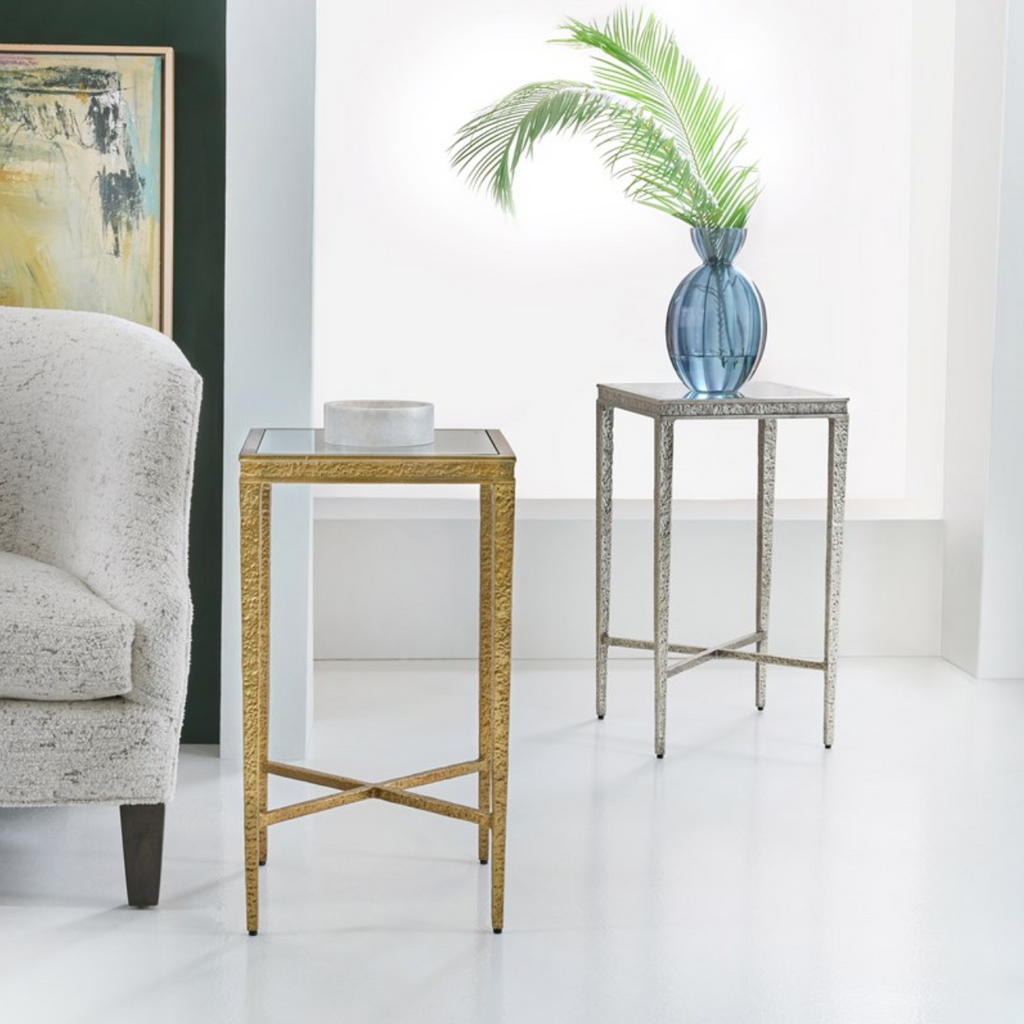 Texture Square Spot Table in Antique Brass