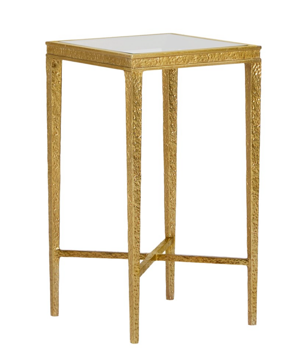 Texture Square Spot Table in Antique Brass