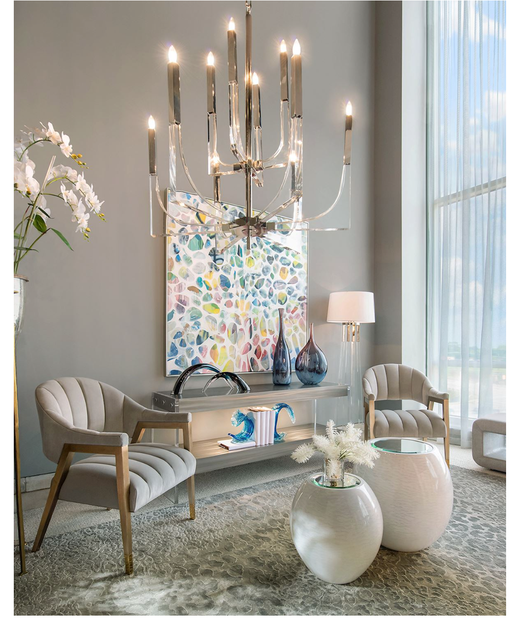 Handblown Grey, Violet, and Dark Blue Sculpture