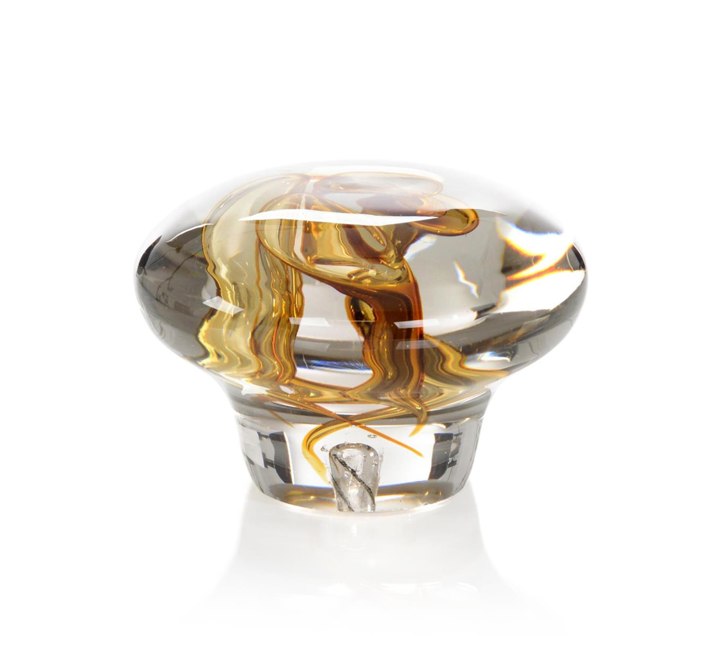 Abstract Amber Handblown Glass Sculpture