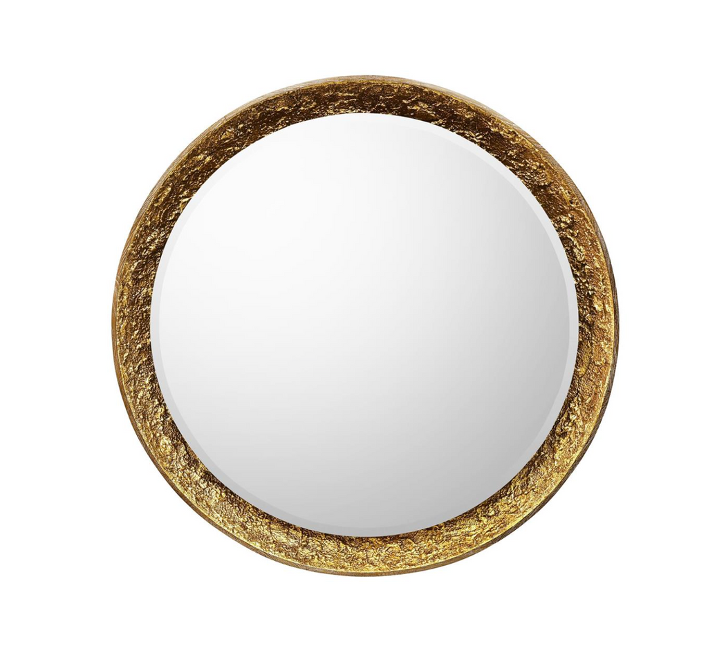 Gilded Oak Lighted Mirror, Round