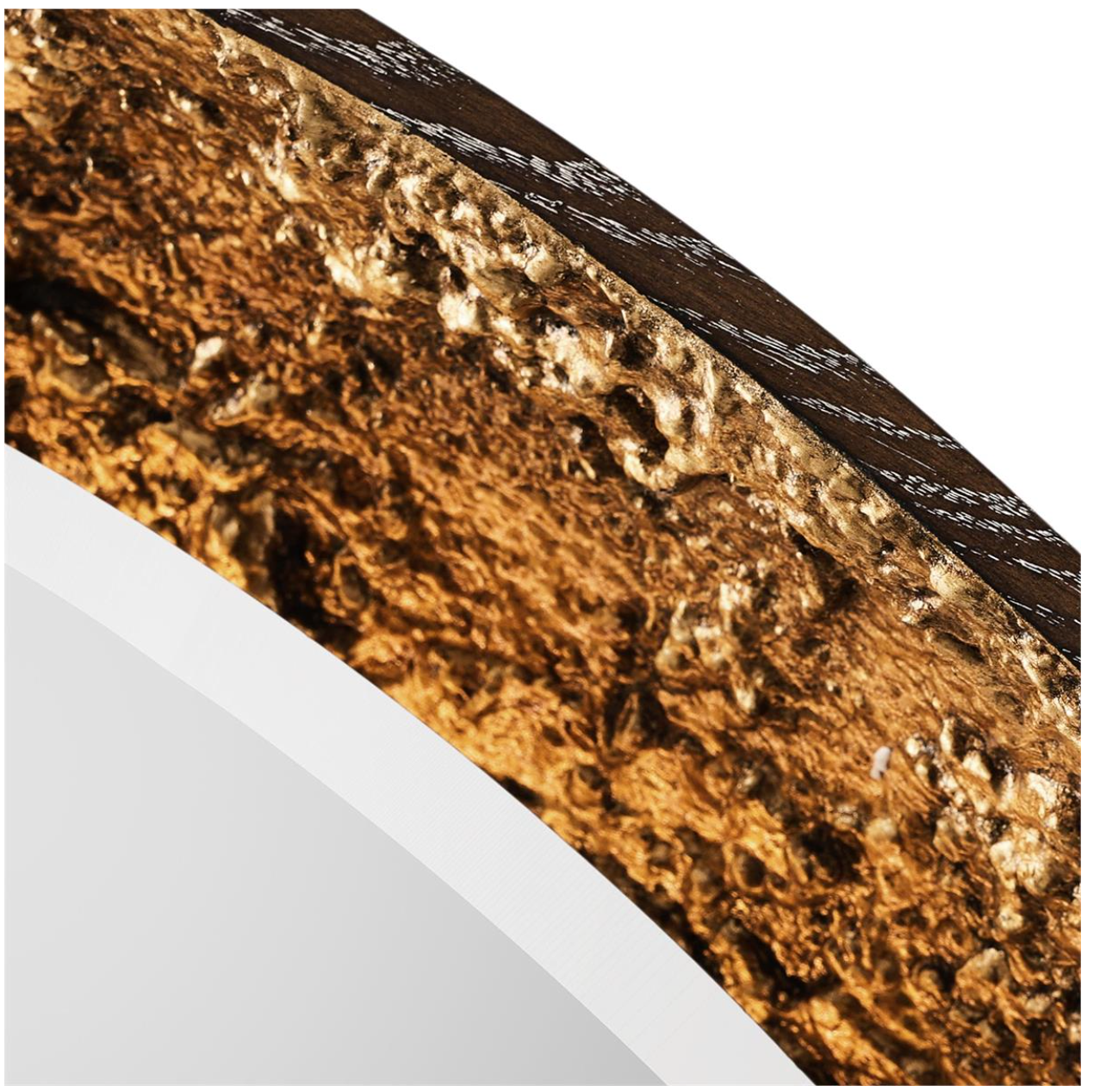 Gilded Oak Lighted Mirror, Round