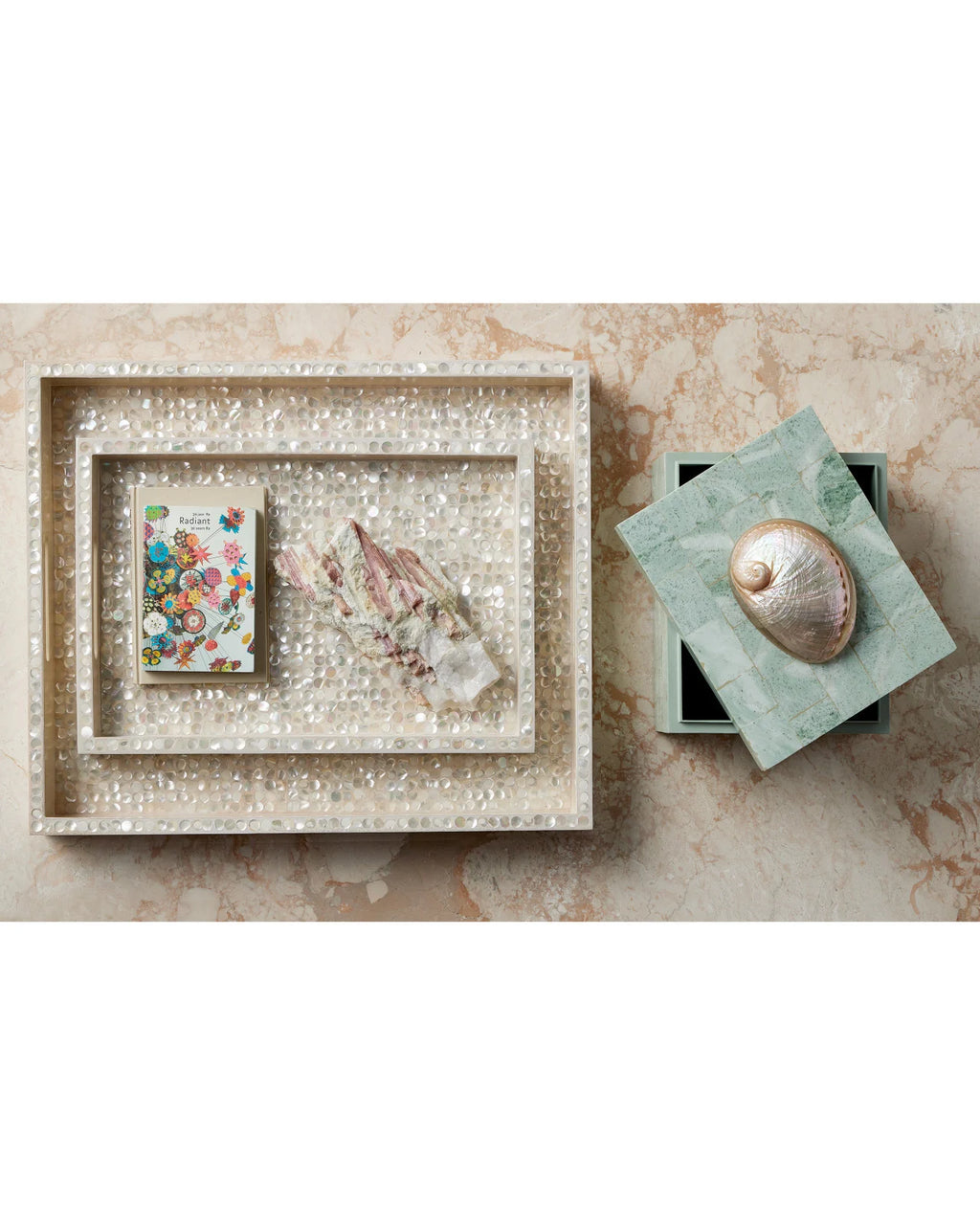 Gerri Dot Mother of Pearl Tray Set of 2