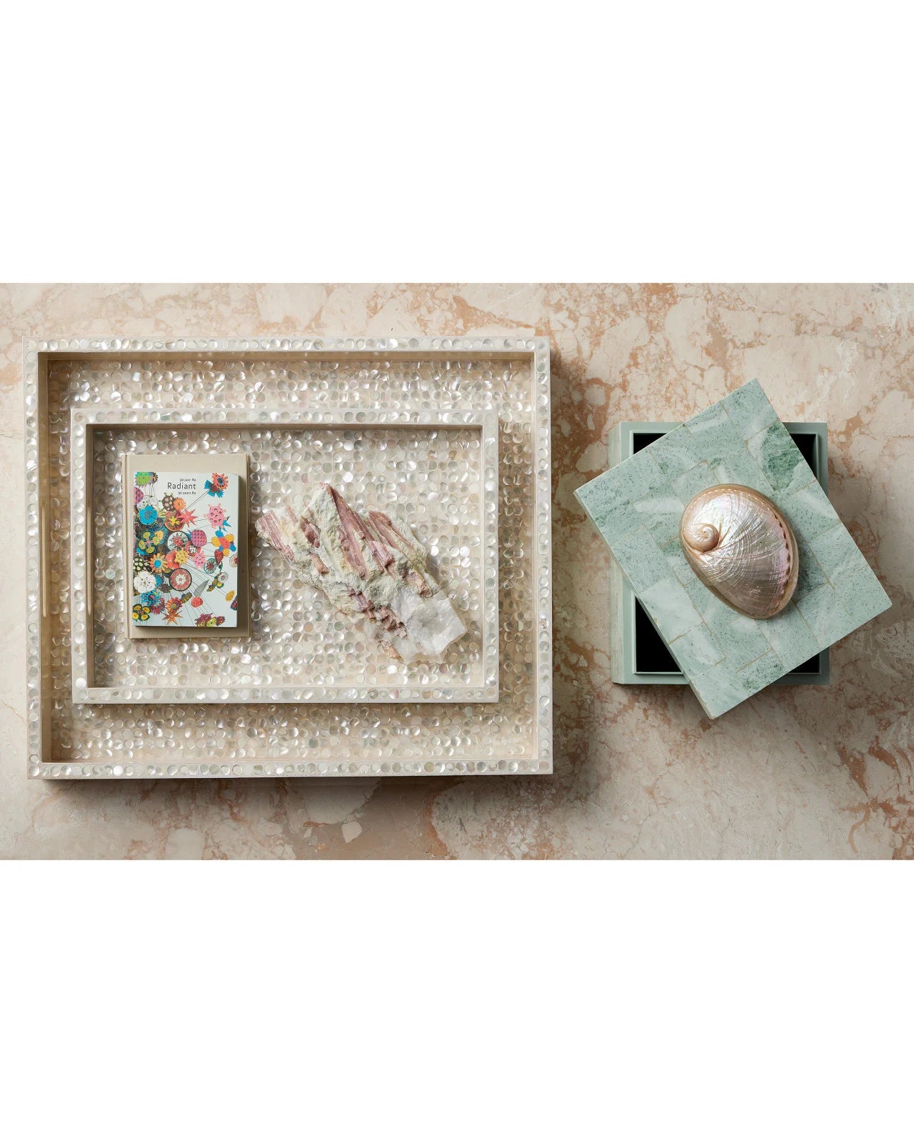 Gerri Dot Mother of Pearl Tray Set of 2