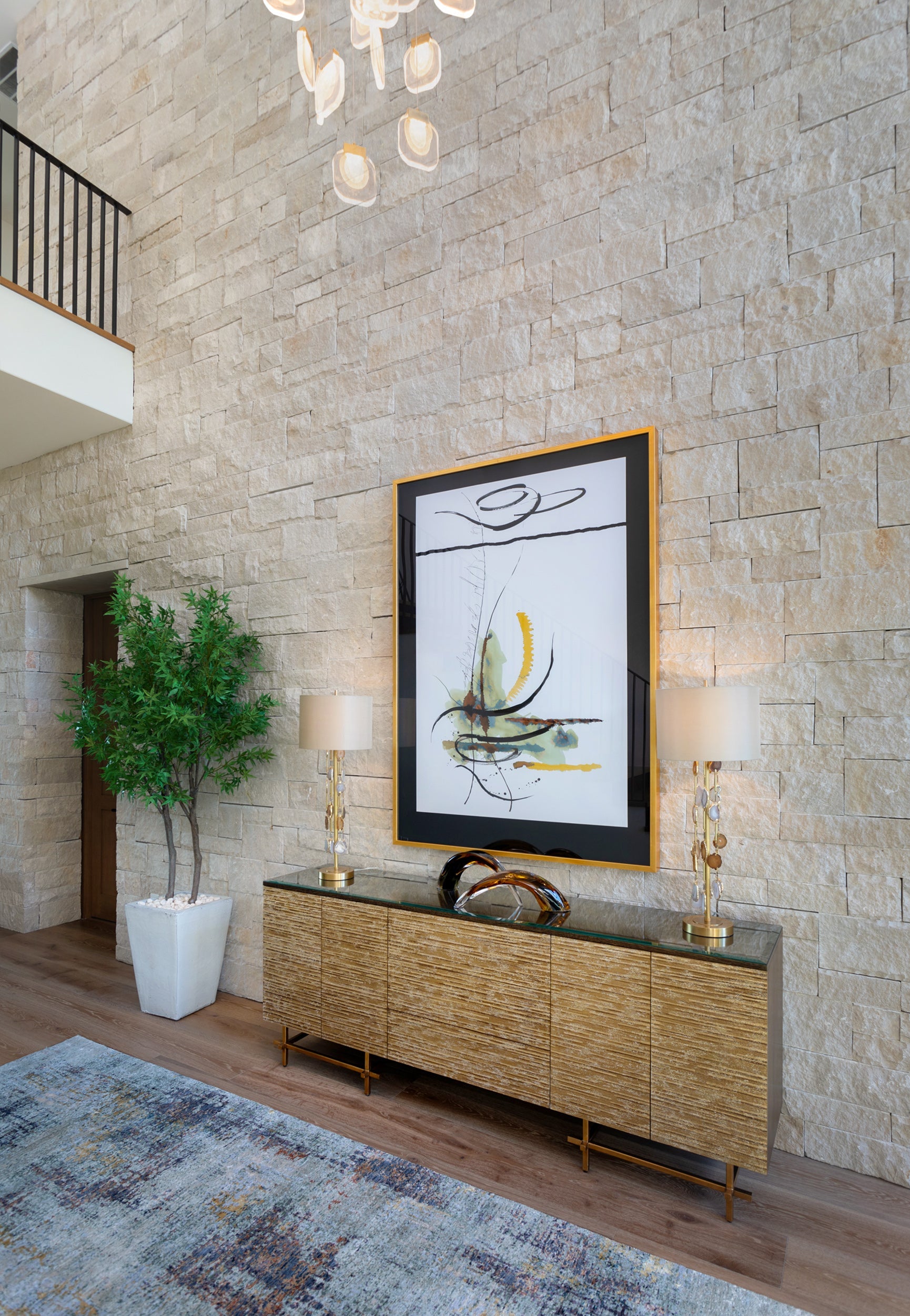 Handblown Black and Amber Arch Sculpture