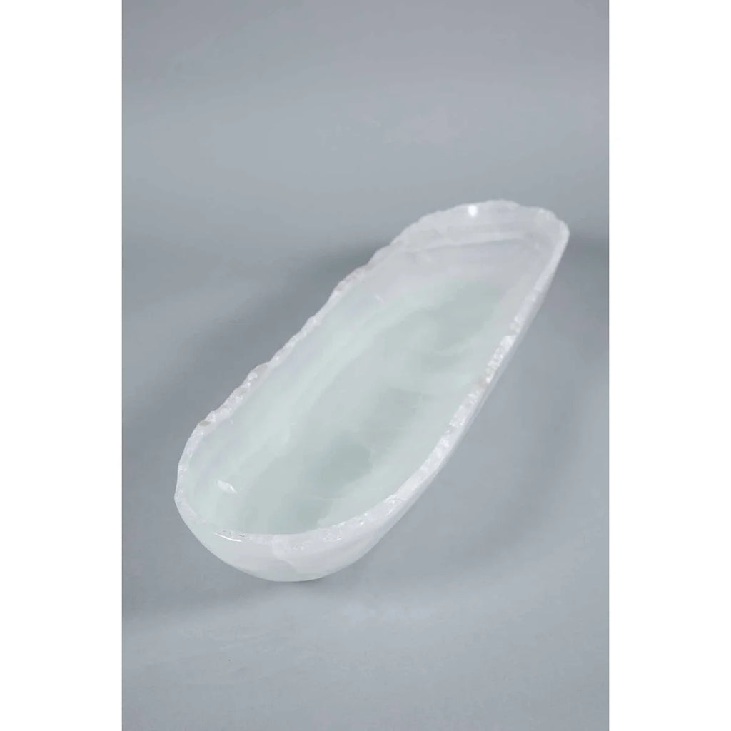 Onyx Canoe Bowl in White Onyx