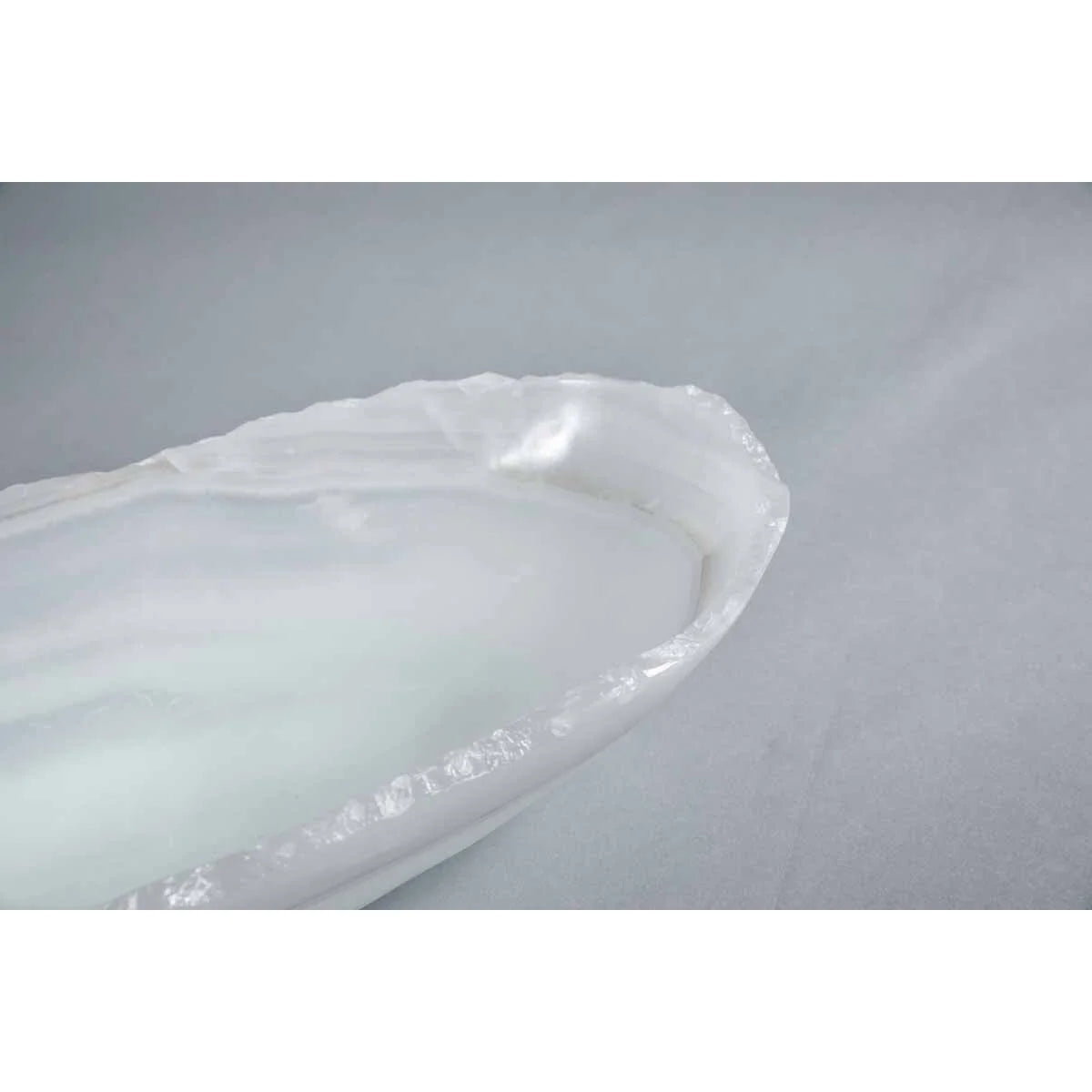 Onyx Canoe Bowl in White Onyx