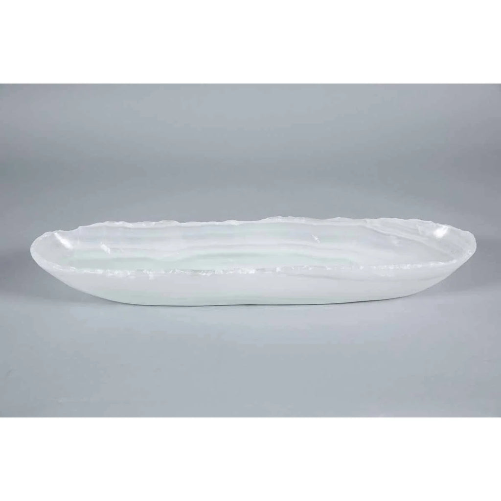 Onyx Canoe Bowl in White Onyx