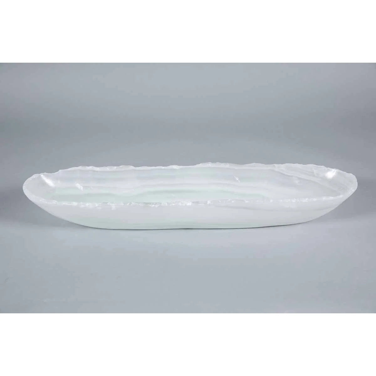 Onyx Canoe Bowl in White Onyx