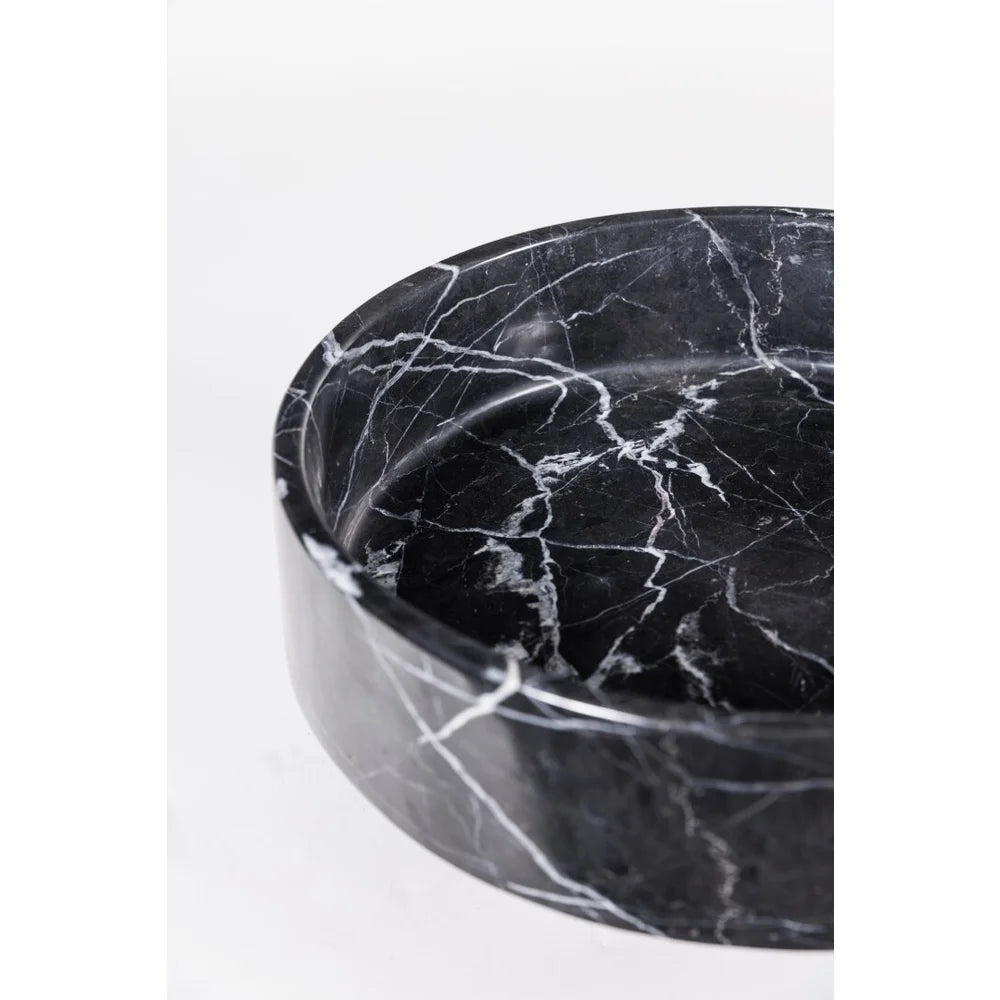 Round Base Bowl in Black Marble