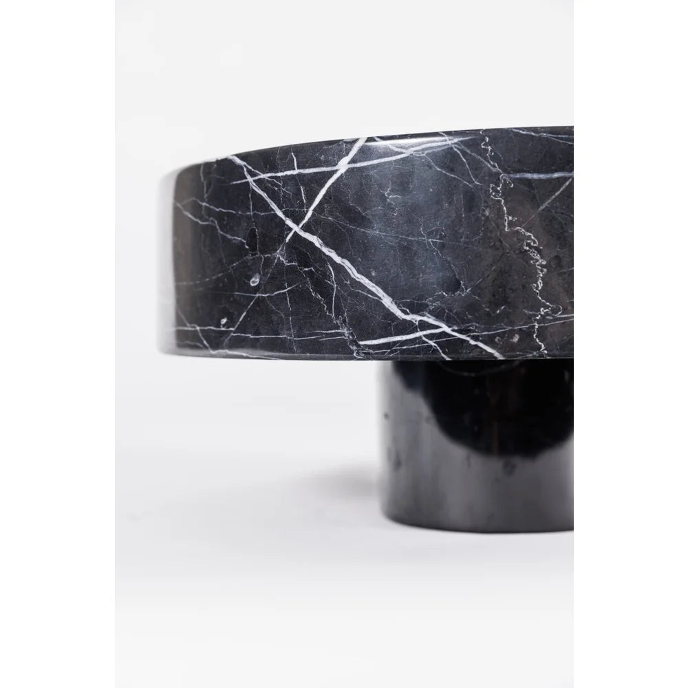 Round Base Bowl in Black Marble