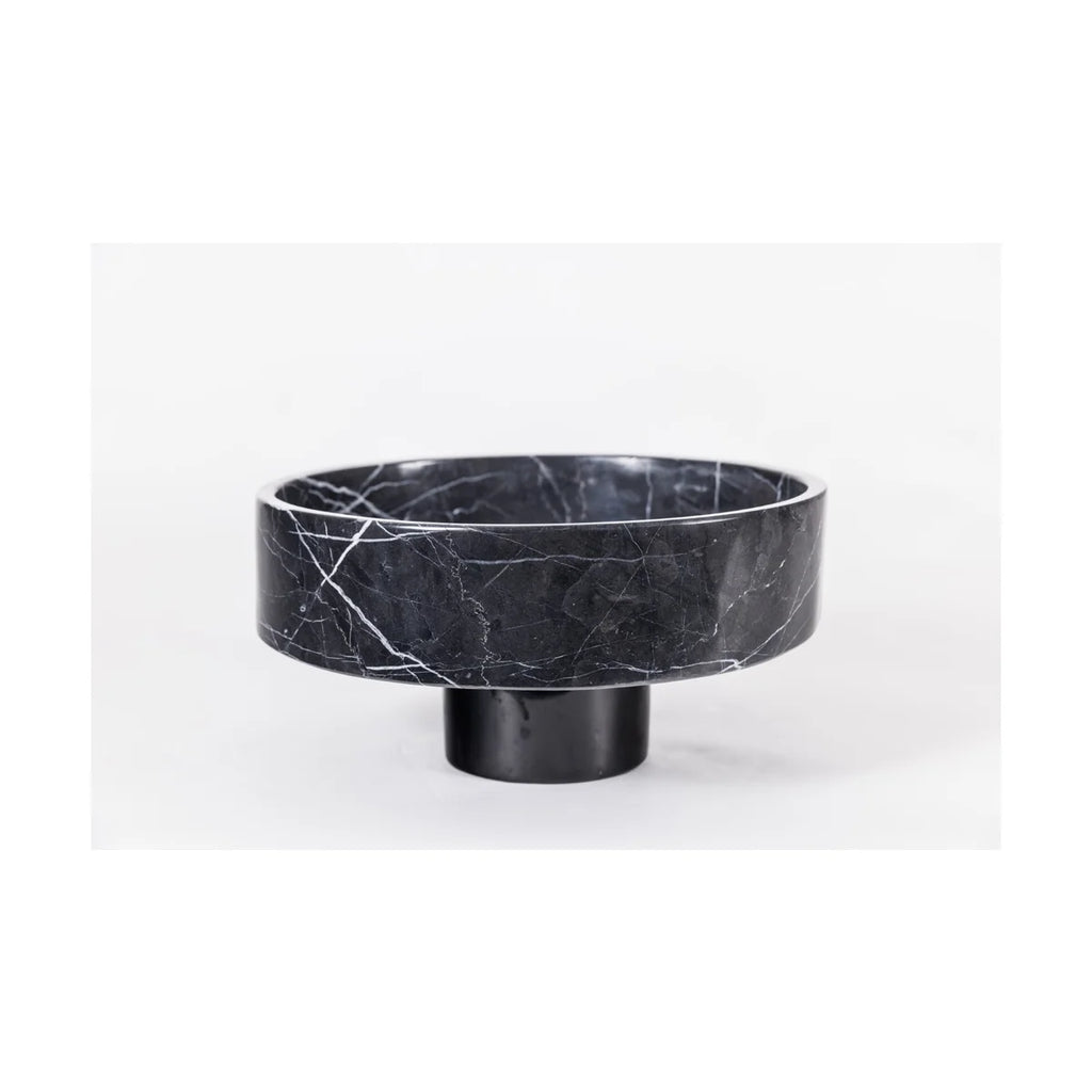 Round Base Bowl in Black Marble