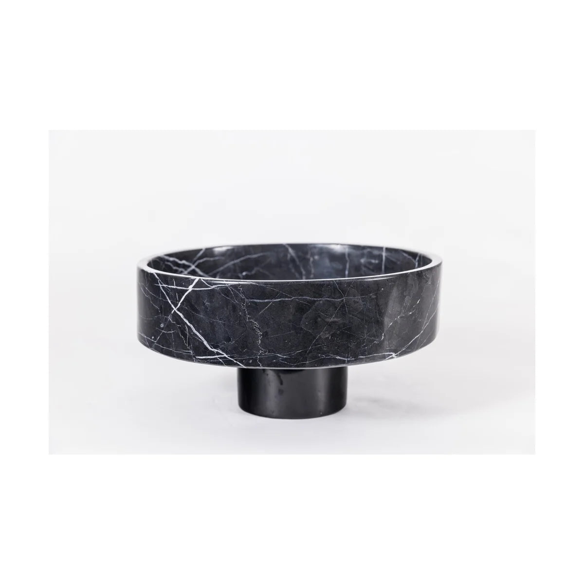 Round Base Bowl in Black Marble