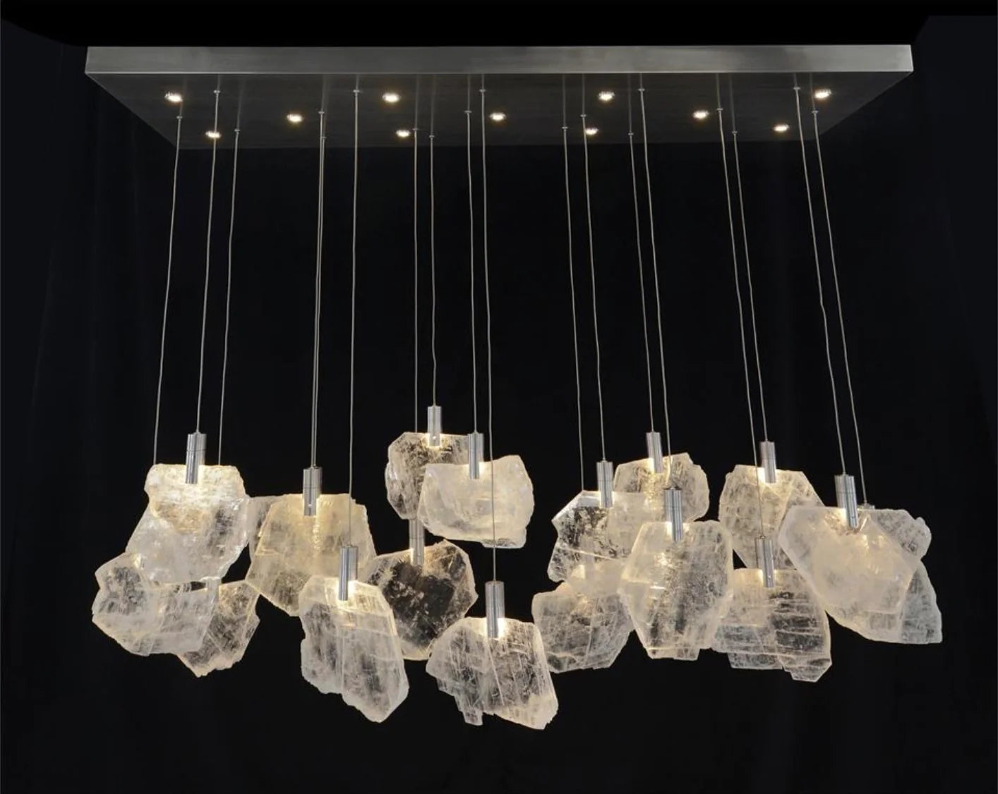 Moonlight Sonata: Selenite Pane Twenty-Nine-Light Horizontal Chandelier